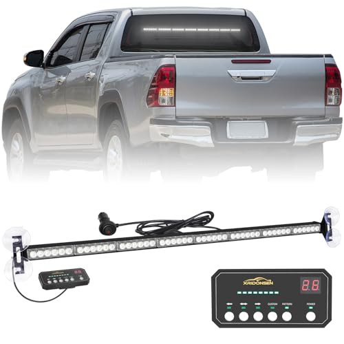 XRIDONSEN 35 inch White Traffic Advisor Light Bar 48 LED Emergency Strobe Lights Safety Warning...
