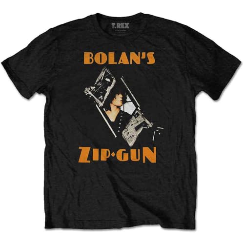 T-Rex Zip Gun T-Shirt Hommes Unisexe Rock Off noir imprimé vintage