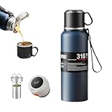 Botella de agua con aislamiento de boca ancha de acero inoxidable a prueba de fugas de doble pared, vaso de té con...