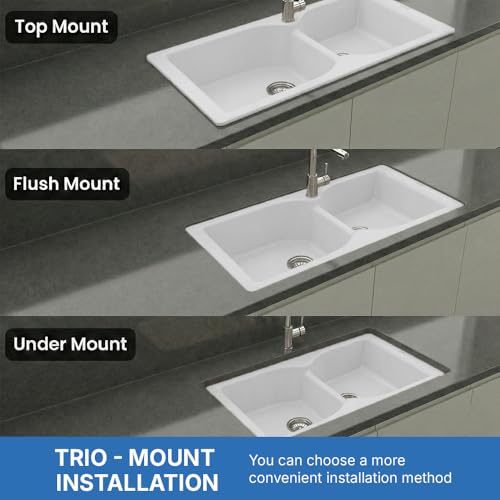 Image of JAYKO Quartz Acrylic Kitchen Sink for Modular Kitchen | Granite Finish, Scratch & Heat Resistant | Easy to Clean & Stylish Sink for Home (WI, 40x20in)