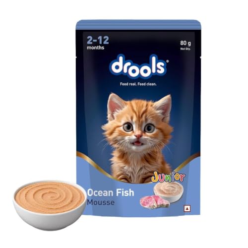 Image of Drools Kitten Wet Mousse, Assorted Flavours Pack of 12 (960g) | Salmon, Ocean Fish, Tuna & Chicken | Rich in Protein | Promotes Hydration | Easy to Digest