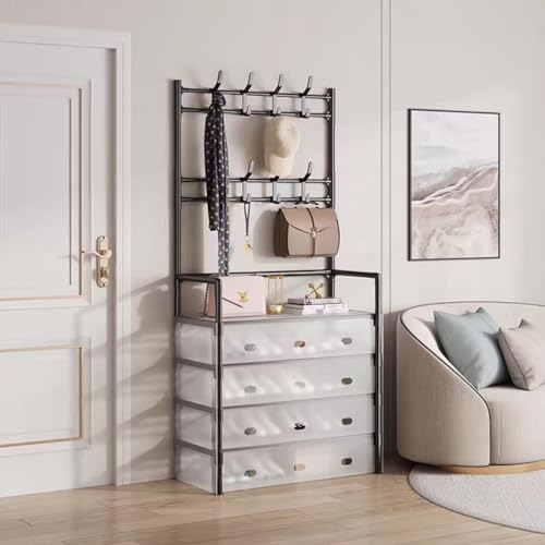 Modern Sleek Wall-Mounted Shoe Rack with 8 Removable Hooks,- Multi-Tier Shoe Storage Organizer for Home Entryway & Hallway - Stylish &Multy Functional for Easy Shoe Racks Storage