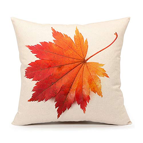 4TH Emotion Autumn Maple Leaf Fall Thanksgiving Home Decor Design Throw Pillow Cover Pillow Case 18 x 18 Inch Cotton Linen for Sofa (7)