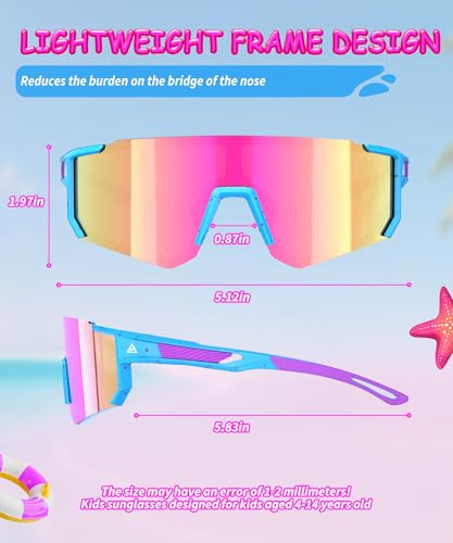 Image of Kids Sunglasses Youth Baseball Softball Sunglasses for Girls Boys Age 4-14 UV Protection Sports Kids 3 Pack