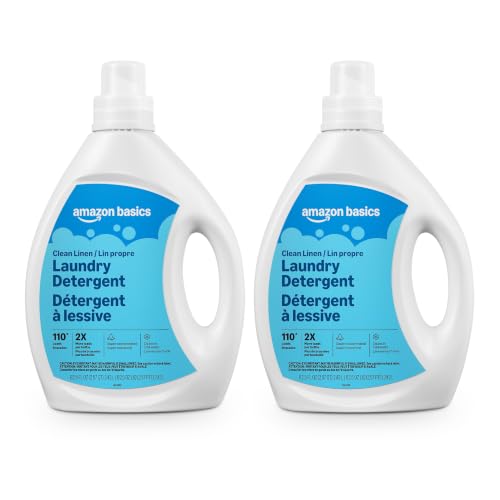 Amazon Basics Laundry Detergent Liquid, Concentrated, Clean Linen, 110 Loads, 82.5 Fl Oz, Pack of...
