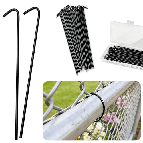 U0U 11 Gauge Chain Link Fence Ties,8.27inch 30 Packs Black Heavy Duty Aluminum Fence Ties,Chain Link Fence Parts for Repair Chain Link Fence, Garden Fence,and Dog Fence (Black, 8.27inch/30packs)