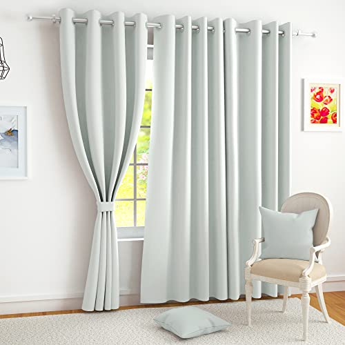 Story@Home 100% True Blackout Long Door Curtains 9 Feet Long Set of 2 | Plain Design | Room Darkening Curtain | Thermal Insulated Curtains for Living Room, Bedroom | (116 x 275 cm, Grey)