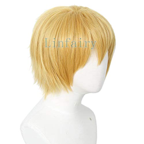Linfairy Short Blonde Cosplay Wig Halloween Costume Cat Wig For Men #TOP5