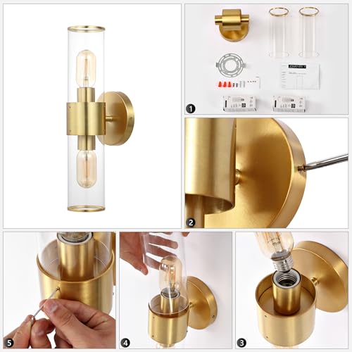 Image of JONATHAN Y 15.5 inch Chrome /Clear 2-Light Modern Iron LED Wall Sconce for Bathroom Vanity Kitchen Hallway, Clear Acrylic Shade, LED Bulbs Included (JYL9913B)