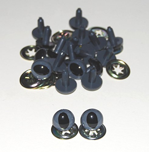 celloexpress Grey Cats Crystal Eyes with Metal Backs - 18mm - Safety Eyes for Soft Toys or Teddy Bears - Pack of 10 Pairs