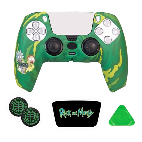 Blade - Zestaw Combo Pack PS5 Rick and Morty Glow in The Dark Edition (świeci w ciemności) - twarda obudowa + uchwyty + naklejka Touchpad - Oficjalna licencja RM0001