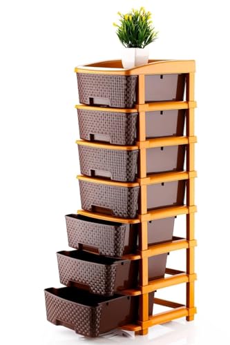 Image of 7XL Plastic Modular Drawer System for Home, Office, Hospital, Parlor, School, Doctors, Home and Kids, Product Dimension When Asembeled (30Cmx37Cmx105Cm) (Chocolate Brown, 7XL)
