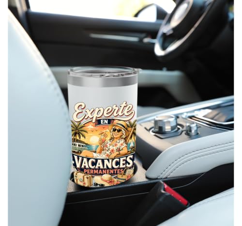 Cadeau Départ Retraite Femme Original Humour Experte Vacance Gobelet isotherme en acier inoxydable double paroi – vue 6
