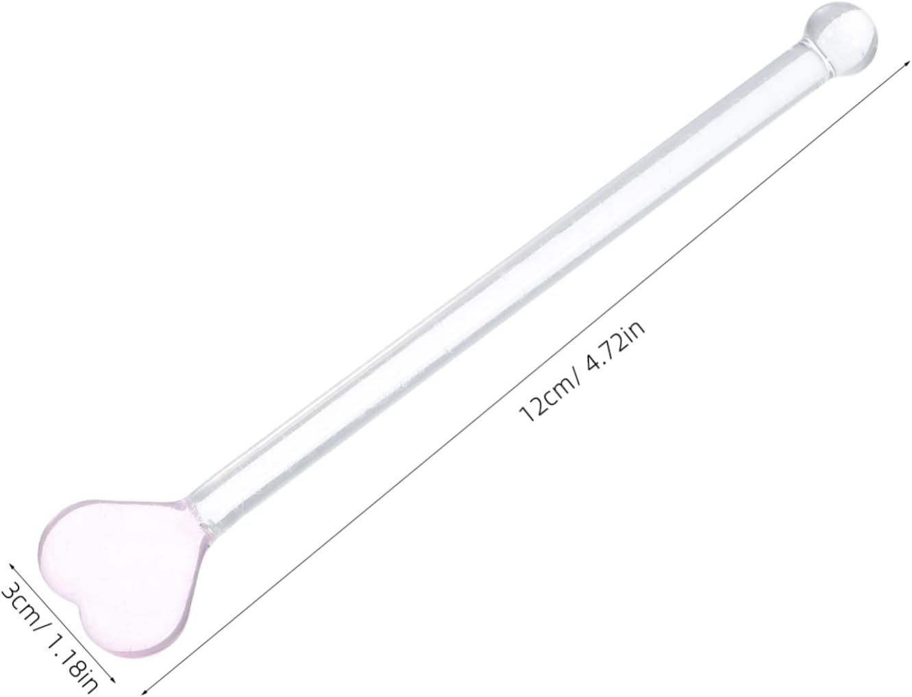 Glass Swizzle Sticks 3pcs Heart Shaped for Tea and Cocktails