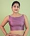 FIGURE'S Women's Dupion Raw Silk Sleeveless Boat Neck Zari Lace Mirror Work Neck Design Readymade Saree Blouse Padded Stitched Lining Festive Blouse Lavender Wine Gold S20 (Lavender, 40)