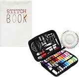 SUYUKU Stickerei-Set für Anfänger, Handstickerei, Stich, Blumenmuster, Stoffe, Nähen für Anfänger und Erwachsene (Stickbuch + Nähset, Box, Farbe B)