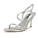 Nine West Women's Carolyn Heeled Sandal, Silver 040, 9