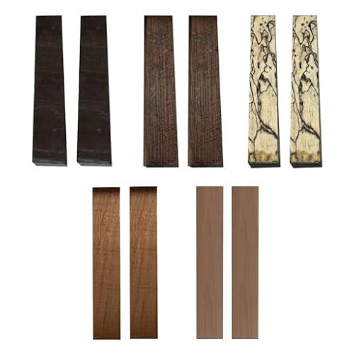 Exotic Wood Zone's Pack of 10 Pen Blanks - East Indian Rosewood, Walnut, Spalted Tamarind, Black Palm, Bubinga | 3/4
