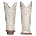 SheSole Women's Cowboy Boots Square Toe Rhinestone Mid Calf Floral Western Boot Fashion Cowgirl Shoes White US Size 8