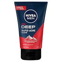 NIVEA MEN Deep Rapid Acne Clear Face Wash 150ml | with Salicylic Acid & Himalayan Rock Salt | For Men's Acne-Prone Skin | Removes Excess Oil | Unclogs Pores | Helps Clear Complexion
