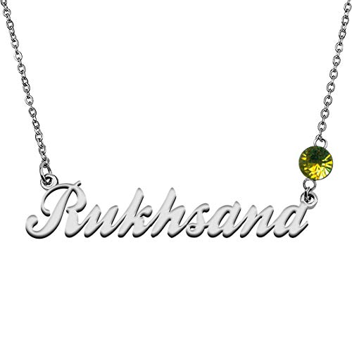 GR859C Personalized Charm Name Necklace with Birthstone for Best Friends Rukhsana