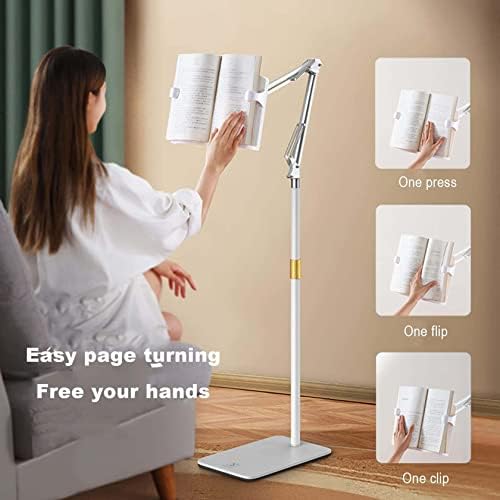 Reading Stand, Floor Standbook Stand for Bed 55~170Cm Height Adjustable 180-Degree Rotatable Book Holder Floor Book Holder for Reading for Books、Cookbooks、Magazines、Off W,
