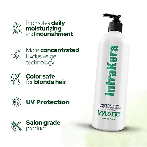 Image Intrakera Leave in Conditioner for All Hair Types, 10 Fl Oz - Detangler for Dry or Damaged Hair - Deep Moisturizer Hair Treatment for Women - Anti Frizz