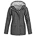 Produktbild iHENGH Damen Frühling Herbst Mantel bequem Solide Regenjacke Outdoor Jacken Wasserdicht mit Kapuze Regenmantel Winddicht Parka Coat