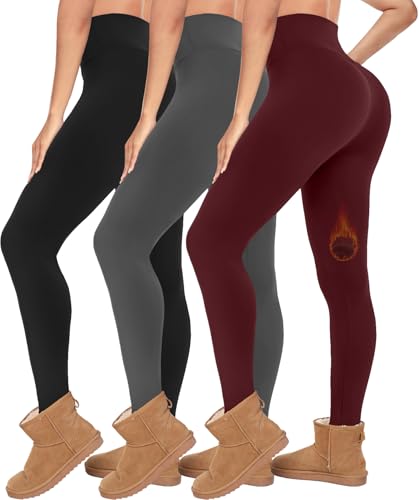 Diu Life 3 Pack Fleece Lined Leggings for Women Thermal