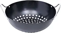 Mimo Style Grelha Perfurada Redonda Para Churrasco, 23cm. Feita Totalmente Em Aço Inoxidável na Cor Preta. Resistente e Durável, Grelha Uniformemente e Mantem a Umidade dos Alimentos