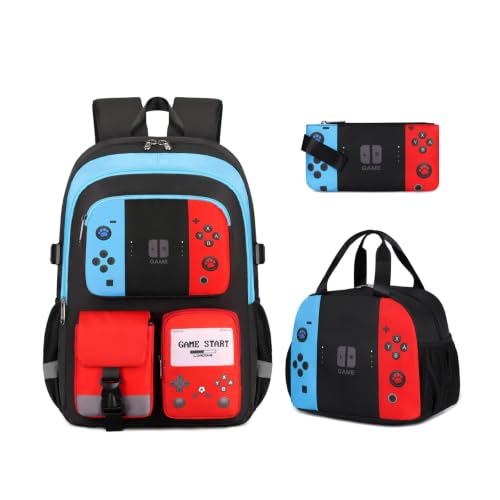 Image of 3PCS Boys Backpack for School Kids Schoolbag Teens Book Bag | Teen Boys Elementary Middle School Backpack College Student Bookbag with lunch box Children Waterproof Laptop Bag