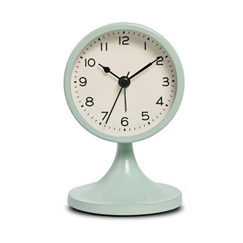 CTRLZS Nordic Metal Round Alarm Clock, Vintage Silent Table Clock, Student Bedside Nightlight Clock, Room Decor, Home Decor D