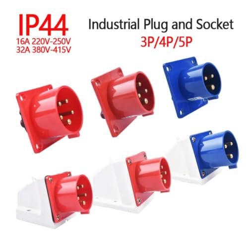 Base de enchufe industrial IP44 de pared 3P 16A trifásico resistente 5