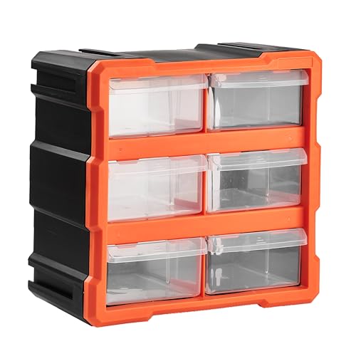 Nilpferd Sortierbox Sortimentskasten Kleinteile Organizer mit Schubladen, geeignet für die Wandmontage, Kleinteilemagazin für die Werkstatt, Büro oder zu Hause (Orange, 12 Fächer)