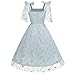 Summer Tie Strap Floral Embroidery Dress for Women Flower Embroidered Tulle Prom Dress Sleeveless Spaghetti Strap Homecoming Dress Flare A line Formal Cocktail Wedding Party Evening Dress Baby Blue XL