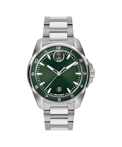 Image of Movado Bold Verso S Men's Watch - Swiss Quartz Movement, 42 mm, Stainless Steel Case, Link Bracelet, Date Display
