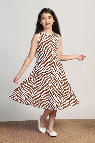 Image of Fashion Dream Girls Fit & Flare Calf-Length Printed Dress|Fancy Western Dresses|Casual Kids Frocks