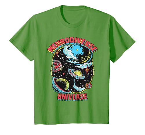 Neurodiverse Universe Neurodiversity Embrace ADHD Autism ASD T-Shirt, Youth, Grass Green, Large