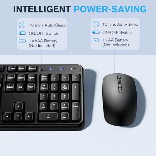 Hamile Wireless Keyboard and Mouse Combo, Full Size Silent Keyboard and Mouse, Adjustable 1600 DPI, 12 Multimedia Shortcuts, 2.4GHz Wireless Connection, Type-C Adapter for Computer Laptop Windows PC by Hamile - Used condition - Image 6