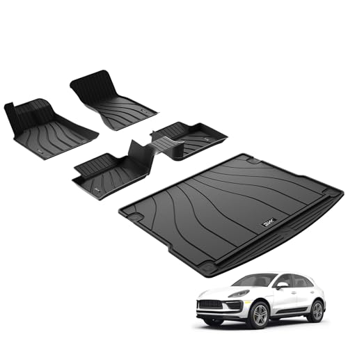 3W Fußmatten und Kofferraumwanne für Porsche MACAN 2014-2026, TPE Allwetter Maßgeschneiderte Fußmatten 1-2 Reihen und Kofferraummatten Komplettset Porsche MACAN 2014-2026 Autofußmatten Zubeh
