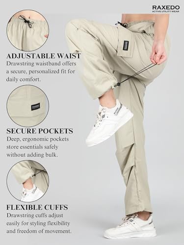 Image of Parachute Pants for Women - Water-Resistant Cargo Pants for Women | Stylish Activewear for Travel, Office, Gym, Trekking & Everyday Comfort | Korean Pants for Woman