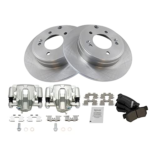 Image of TRQ Rear Brake Pad and Rotor Set Semi Metallic Solid Rotors Calipers | For 2006 Hyundai Sonata
