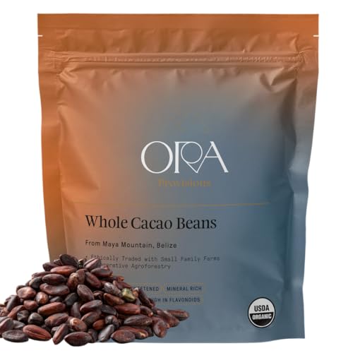 ORA Whole Cacao Beans, 10z - Organic, Ethical, Regenerative, Heavy Metals Tested, Unsweetened