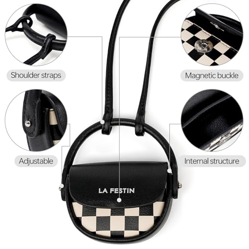 LA'FESTIN Designer Women's Mini Shoulder Bag with Long Strap - Fashionable & Universal, Storage Bluetooth Earphone3