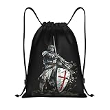 BRTOLIIAO Caballeros Templarios Personalizados Warrio Bolsas con cordón para Mujeres Hombres Ligeros Cruz Templaria Medieval Escudo Deportes Gimnasio Storage Mochila