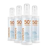 Amazon-Marke: Solimo - SUN – Sonnencreme-Bodylotion LSF 50+ für sensible Haut, mit Vitamin E, Antioxidant (4x200 ml)