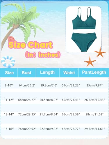 Image of Girl's 2 Piece Swimsuit Solid Spaghetti Strap Bikini Sets Beach Bathing Suit Swimwear for Teen Girls
