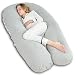 AngQi 65-inch Full Body Support Pillow with Washable Jersey Cover, U Shaped Pregnancy Pillow, Gray