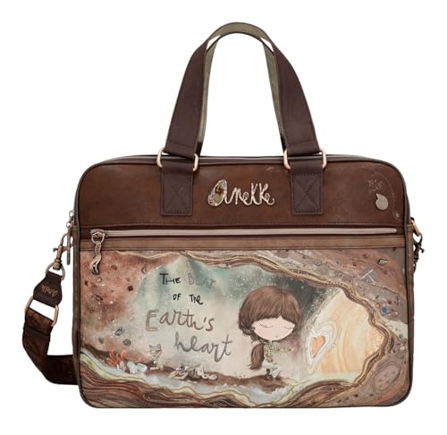 Anekke - Bolsa portadocumentos para mujer, color marrón, marrón, 40 x 30 x 9 cm