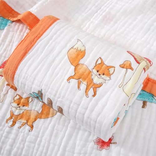 Image of BATTILO PTY Muslin Baby Blanket, Neutral Soft Lightweight Toddler and Kids Throw Blanket, Little Fox